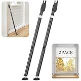 Sliding Door Security Bar and 2-in-1 Sliding Glass Door Stoppers Security for Patio, Home, Hotel Door Stick Security（2Pack Black）
