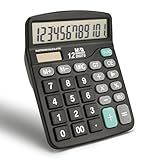 M&G Desk Calculator 12 Digit Office Calculators with Large LCD Display, Dual Solar Power and Battery, Recessed Big Button Calculator for Office Home School (Black)