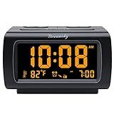 DreamSky Alarm Clock Radios for Bedrooms with Battery Backup, Large Big Numbers with Dimmer Wheel, USB Port, Bedside Digital FM Radio with Sleep Timer, Temperature, Adjustable Volume, Snooze