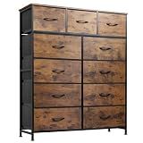 WLIVE Tall Dresser for Bedroom, 11 Drawer Chest of Drawers, Rustic Brown