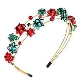 mokkia Christmas Headband for Women Red Green Xmas Bow Headband Jeweled Rhinestone Hairband Christmas Holiday Outfits Gifts (Chrismas 3)