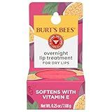 Burt's Bees Overnight Lip Sleeping Mask, 0.25 oz - Moisturizing, Hydrating, Exfoliating, Reduces Fine Lines, Ceramide Infused, Passionfruit Scent