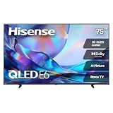 Hisense 75" Class E6SR Series Hi-QLED 4K UHD Smart Roku TV (75E6SR, 2026 Model) - Dolby Vision, Game Mode Plus, VRR, ALLM, DTS Virtual:X, Apple AirPlay, Compatible with Alexa and Google Assistant