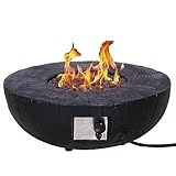 Afterglow TerraFab 28" Round 30,000 Btu Propane Fire Bowl Fire Pit for Outdoor Patio Garden Backyard Decking Decor CSA Certificated, Black