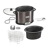 WESTON BRANDS 2-in-1 XL Programmable Slow Cooker & Electric Indoor Smoker, 10 Quart, With 3-Tier Smoking Rack for Meat, Cheese and More, Dishwasher Safe Crock, Temperature Probe, Black (03-2601-W)