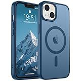 SUPFINE Magnetic for iPhone 14 Case & iPhone 13 Case (Compatible with MagSafe) (Military Grade Drop Protection) Slim Translucent Matte Shockproof Phone Cover,Deep Blue