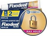 Fixodent Ultra Max Hold Denture Adhesive, White, 2.2 Oz (Pack of 2)