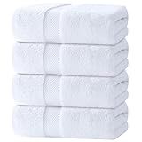 White Classic Luxury Bath Towels Set of 4 Large - 700 GSM Turkish Cotton Ultra Soft Bath Towels 27x54 | Highly Absorbent and Quick Dry | Hotel Towels for Bathroom Luxury, Plush Shower Towels, White