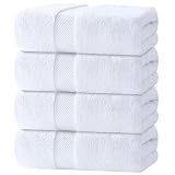 White Classic Luxury White Bath Towels - 4 Pack, 100% Turkish Cotton, 27x54