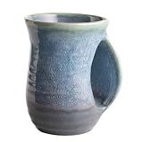 Hand Warmer Mug Right-Handed Ceramic Coffee Cup Pocket Blue Lagoon Handmade