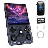 R36MAX Handheld Game Console, Retro Gaming Console with 4000mAh Battery 4.0”IPS Screen, Open Source Linux System, with 64GB TF Card Portable Video Gaming Console, Transparent Gray