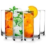 LEMONSODA Highball Glass Set | 12oz Set of 6 | Lead-Free Glass with Heavy Base | Dishwasher Safe Cocktail Glasses for Mojito Whiskey Iced Tea | Gift Box Included | Modern Durable Bar Glassware