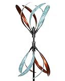 Cyan Oasis Wind Spinners Outdoor – Metal Large Wind Spinner with Stake for Yard and Garden, Garden Wind Sculptures & Spinners, Ideal Gift for Family (13'' W x 70.5'' H)