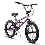cubsala Freestyle BMX Bike, 20 Inch Kids Bicycle for 7-13 Years Old Kids and Beginner Level Rider, Purple