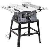 Table Saw, 10-Inch Portable Jobsite Table Saw, 15a 5000RPM Multi-Purpose Saws, Adjustable Blade Height, with Stand and Push Rod, 90°Crosscut and 0-45° Bevel Cut, for Woodworking, Acrylic, and Plastic