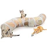 Glittme Cat Tunnel, Cat Tunnels for Indoor Cats, S-Shape Cats Cave with Cat Toys, Foldable Cat Tubes and Tunnels for Cats, Rabbit, Puppy, Guinea Pig