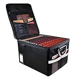 TOMKID Fireproof Document Box, Fireproof File Box with Lids, Important Document Organizer Box with Lock, Portable File Folder Organizer with Handle