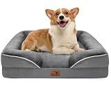 Spotted Play Orthopedic Dog Bed with Sides - Dog Sofa Beds for Medium Dogs, Supportive Foam Pet Couch Bed with Washable Removable Cover, Waterproof Lining and Non-Slip Bottom, Grey - M