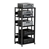 jvsufuik 5-Tier AV Media Stand with Wheels, Modern Mobile Stereo Cabinet