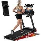 LONTEK Treadmills for Home with 15% Incline & Led Screen, 7-Layer Shock-Absorbing Foldable Treadmill with Handle Bar Up to 400lbs Capacity, 3.0HP Quiet Walking Pad Treadmill 0.6-7.5MPH