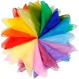 Okxiri Scarves for Kids Play, 24 Inch Juggling Scarves, 15/30/45 Pcs available, Play Scarve for Toddlers, Children, Grandkids, Dance Scarve for Magic Tricks, Performance, Music Class (15 pcs)