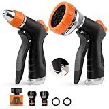 HOOFUN 2 Pack Garden Hose Nozzle: High Pressure Water Hose Sprayer with 10 & 2 Spray Patterns - Lightweight & Rust-Proof Handheld Spray Gun (Black)