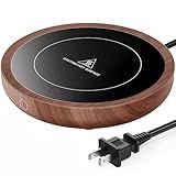 SWEETFULL Coffee Mug Warmer, 36W Electric Cup Warmer for Desk with 3-Temp Settings Advanced Temperature-Controlled Beverage Warmers Heating Plate for Milk, Tea, Candle Wax - Wood