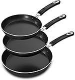 Utopia Kitchen Nonstick Cookware 3 Piece Omelette Pan Skillet Set, Nonstick Frying Pans with Induction Bottom, 8, 9.5 & 11 Inches Frying Pans with Bakelite Handles, PFOA Free, Grey