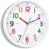 Lantoo Silent Kids Wall Clock – Non-Ticking, Battery-Powered, Ideal for Teaching Time and Stylish Décor in Any Room - 8 Inch