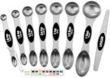 Spring Chef Stainless Steel Magnetic Measuring Spoons Set of 8, Black