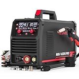 YESWELDER 165A MIG Welder, 110V/220V Dual Voltage, 4 in 1 Gas MIG/Flux Core MIG/Lift TIG/Stick Multiprocess Large LED Digital Display MIG Welding Machine