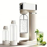 Sparkling Water Maker for Home, Soda Streaming Maker with 2 BPA free Bottles(1L + 0.5L) Carbonated Water Seltzer Fizzy Drink Machine, Compatible with Screw-in 60L CO2 Carbonator(NOT Included) (Cream)