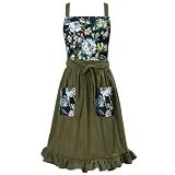 Syntus Vintage Pinafore Floral Apron Dress for Women, Cute Apron for Baking