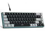 MageGee Portable 60% Mechanical Gaming Keyboard, MK-Box LED Backlit Compact 68 Keys Mini Wired Office Keyboard with Red Switch for Windows Laptop PC Mac - Black/Grey