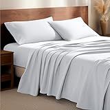 Bare Home Flannel Sheet Set 100% Cotton, Velvety Soft Heavyweight - Double Brushed Flannel - Deep Pocket (Queen, White)