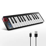 Donner Mini MIDI Keyboard N-25, 25 Key MIDI Controller Gifts for Beginners with Velocity-Sensitive Mini Keys Light-up Rocker Music Production Software, Small USB Controlador with 40 Teaching Courses