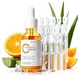 Vitamin C Facial Serum,Anti Aging & Wrinkle With Natural Vitamin C,Sodium Hyaluronate,Skin Brightening Face Serum for Dark Spots, Fine Lines & Wrinkles,All Type Skin Care 1 fl.oz+ 0.05 fl.oz x 10e