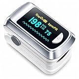 Healthtree JKS50B Pulse Oximeter Fingertip - Blood Oxygen monitor Fingertip with Perfusion Index, Fast 5-8s Reading, Large OLED Display, SpO2 & Heart Rate monitor for Home, Sports, Travel (Includes Batteries & Lanyard)