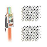 VCELINK 50-Pack Cat7 Cat6A Shielded Pass Through RJ45 Connectors, UL-Listed 3-Prong Gold Plated CAT7 Modular Plug for Solid or Stranded STP/FTP Eternet Cable