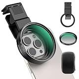 APEXEL CPL Filter 67mm Circular Polarizer Polarizing Filter for iPhone/DSLR for iPhone Camera Lens 16 15 14 13 12 Pro Max Samsung Galaxy Huawei with Adapter Ring, Universal Clip, Cold Shoe