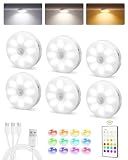 EZVALO RGB Under Cabinet Puck Lights with Remote, Motion Sensor Lights