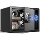 Grimtron Smart Biometric Safe - (0.80 cu. ft.) Fingerprint Lock Box with Silent Mode, Backlit Keypad and LED Light, Small Caja Fuerte with Anti-Rust and Anti-Theft