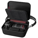 ProCase Hard Shell Camera Case for Canon Rebel T7/EOS R100/R50/DSLR/SLR/Nikon/Sony/Mirrorless Cameras, Soft Padded Digital Camera Travel Bag with 1 Shoulder Strap and 3 Adjustable Dividers -Black