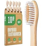 VIVAGO Bamboo Toothbrushes 10 Pack - BPA Free Soft Bristles Toothbrushes, Eco-Friendly, Natural Wooden Toothbrush