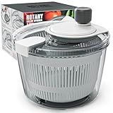 Cambom Salad Spinner Lettuce Spinner, Wash, Spin & Dry Salad Greens, Vegetable Washer Salad Dryer With Rotary Handle for Fruits & Vegetables, High Efficiency Vegetable Spinner Kitchen Gadget 3Qt White