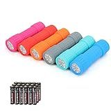 EverBrite 9-LED Flashlight 6-Pack Impact Handheld Torch Assorted Colors with Lanyard 3AAA Battery Included (Hurricane Supplies, Camping, Hiking, Emergency, Hunting)