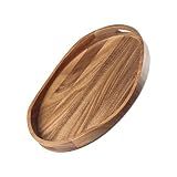 Acacia Wood Serving Tray with Handles - 17"x13" Round, Decorative Ottoman Tray for Living Room, Coffee Table, Breakfast in Bed, Candle Display