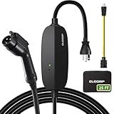 ELEGRP Level 1/2 EV Charger, 16 Amp, Portable J1772 Electric Car Charger, 25FT Cable, NEMA 6-20 Plug and 5-15 Adapter, 110V-240V for BEVs/PHEVs, PBE & LRC Technology