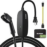 ELEGRP Level 1/2 EV Charger, 16 Amp, Portable J1772 Charger, 25FT Cable, NEMA 6-20 & 5-15 Adapter, Electric Car Charger 110V-240V for BEVs PHEVs, PBE & LRC Technology