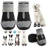Dog Boots for Large Dogs, Medium Dog Boots & Paw Protectors for Hardwood Floors, Outdoor Dog Booties for Hot Pavement Winter Snow Hiking, Dog Shoes with Reflective Strips